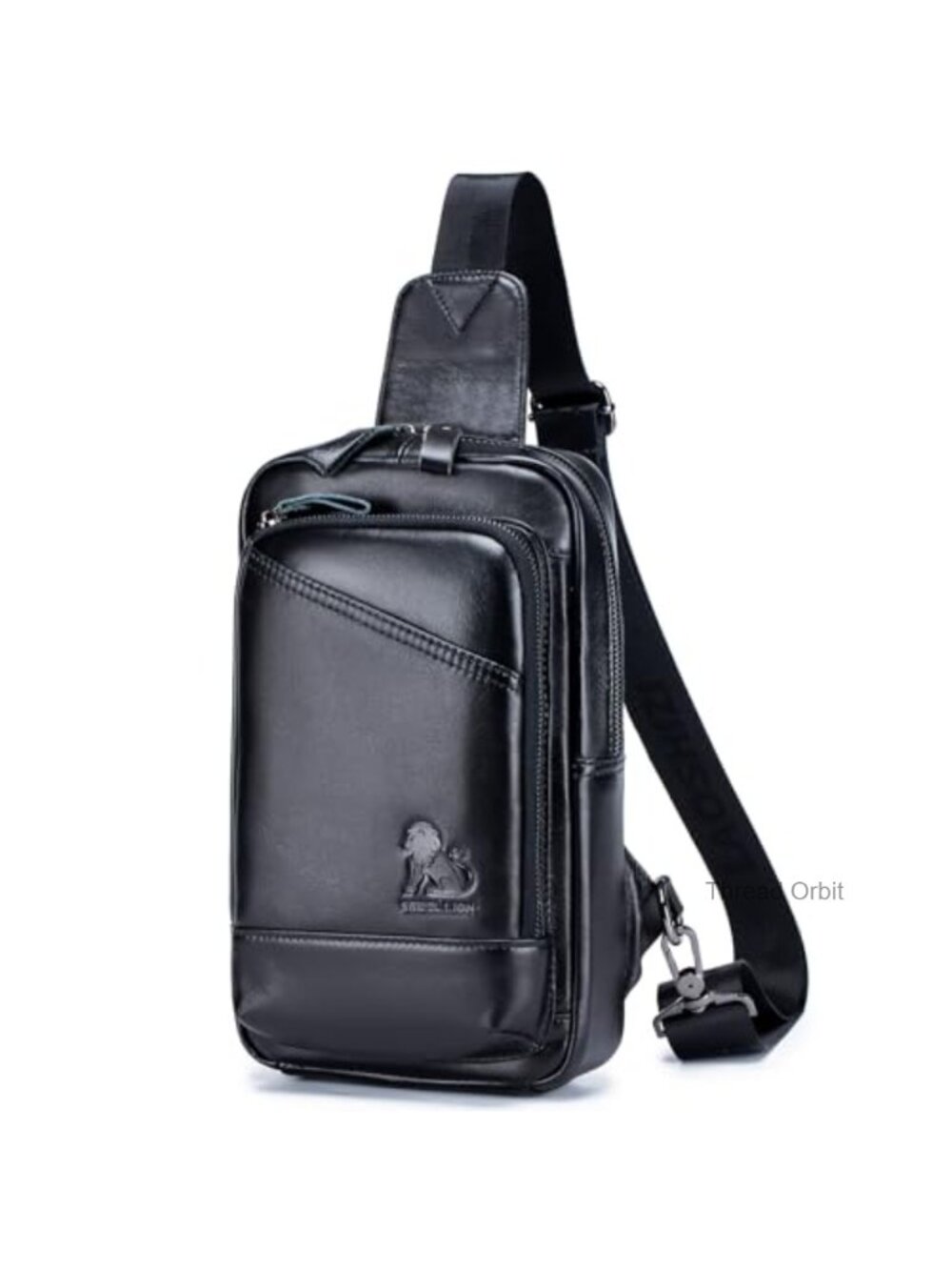 Men's Leather Sling Bag Large Crossbody Chest Bag 3 Card Slots